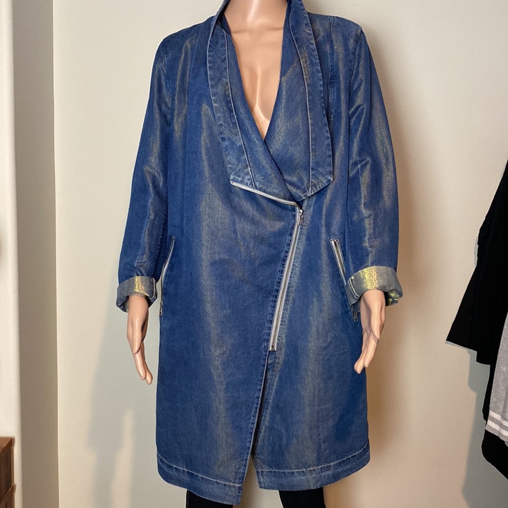 Soia & Kyo Stefie chambray denim spring coat Size medium